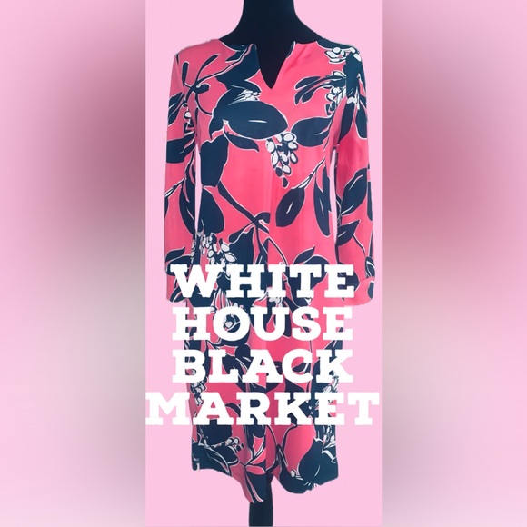White House Black Market Dresses & Skirts - WHBM- Long Sleeve Floral Shift Dress-NWOT.